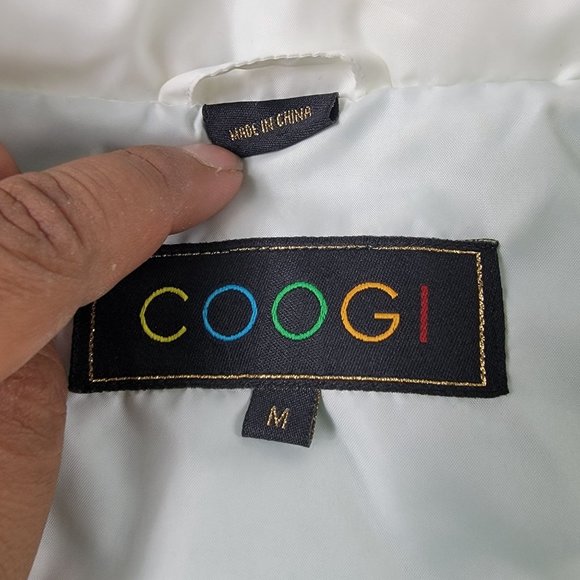 Coogi Puffer Vest Sleeveless Womens Medium White Green Rainbow Zip Up - Picture 4 of 10